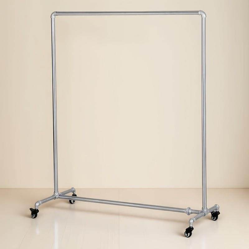 服装店展示架落地式挂衣架带轮水管晾衣架可移动服装架铁艺龙门架