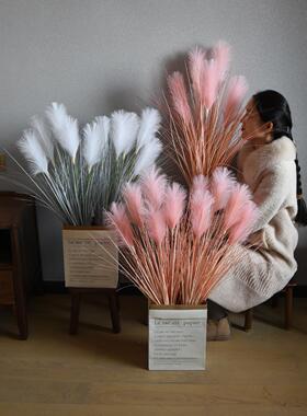 模拟植物芦苇花束纸袋花卉绿色植物盆栽落地式装饰品服装店流行橱