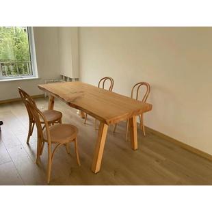 简约实木餐桌椅组合家用小户型饭桌北欧整板原民宿家具大板桌 日式