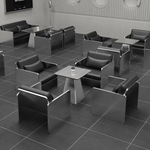 咖啡厅奶茶店桌椅组合小酒馆餐吧工业风沙发酒吧清吧不锈钢卡座