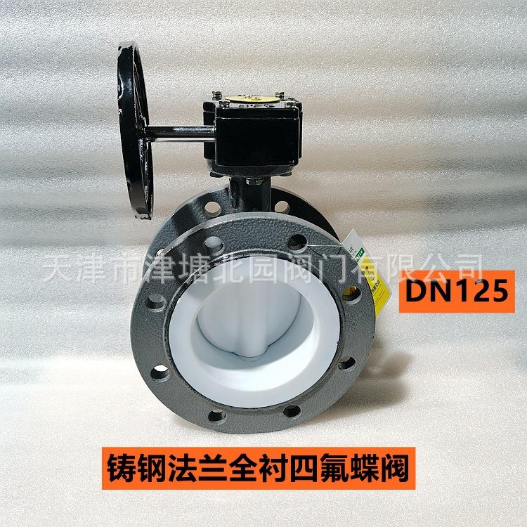 铸钢法兰衬氟蝶阀 D341F-16C 手动涡轮WCB全衬四氟 烧碱阀门