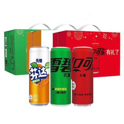 可口可乐330ml*12罐摩登罐无糖可乐雪碧芬达汽水0糖0卡0脂肪整箱