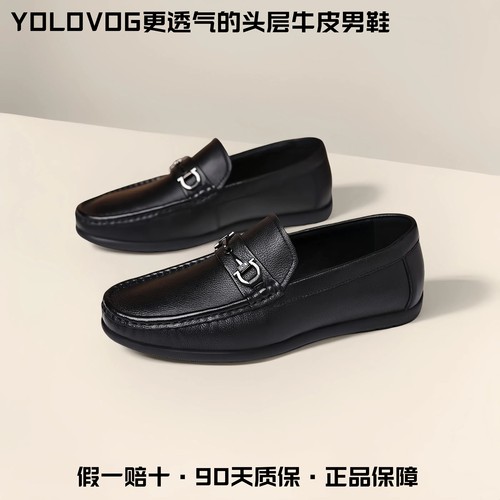 头层牛皮豆豆鞋男真皮软底防滑