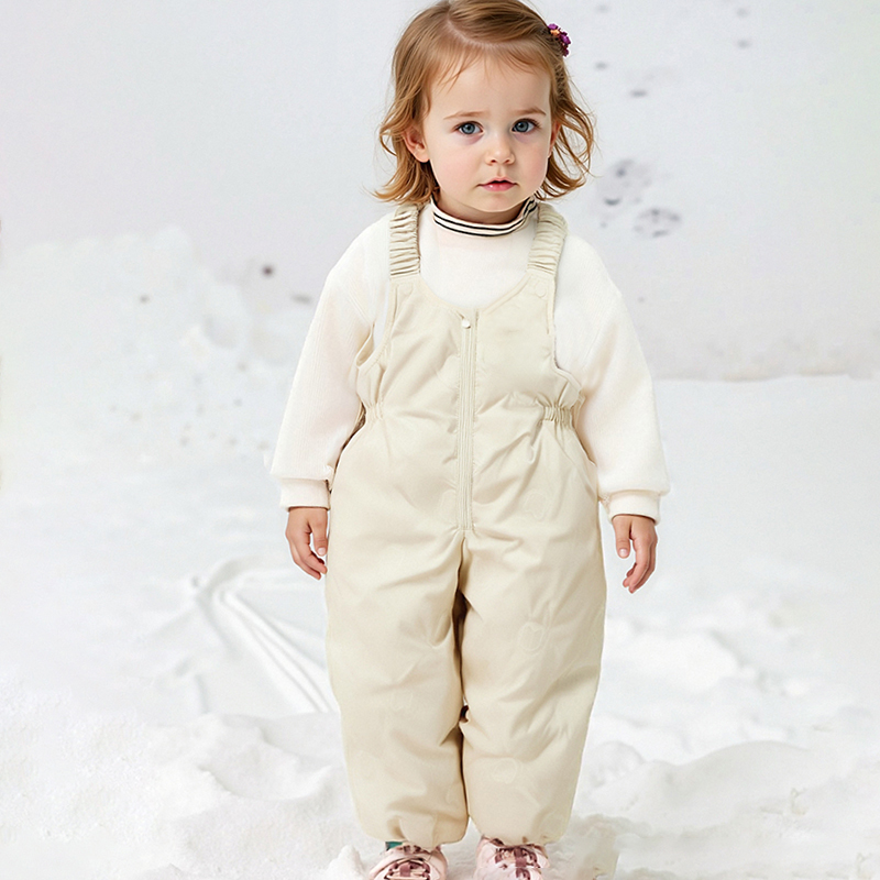 男女童三防羽绒裤冬季新款背带长裤幼童儿童宝宝加厚保暖白鸭绒