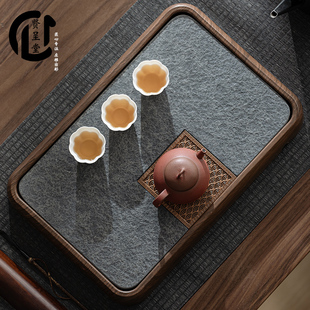 贤呈堂 茶具托盘小茶台 高档乌金石茶盘 客厅家用干泡台小型储水式