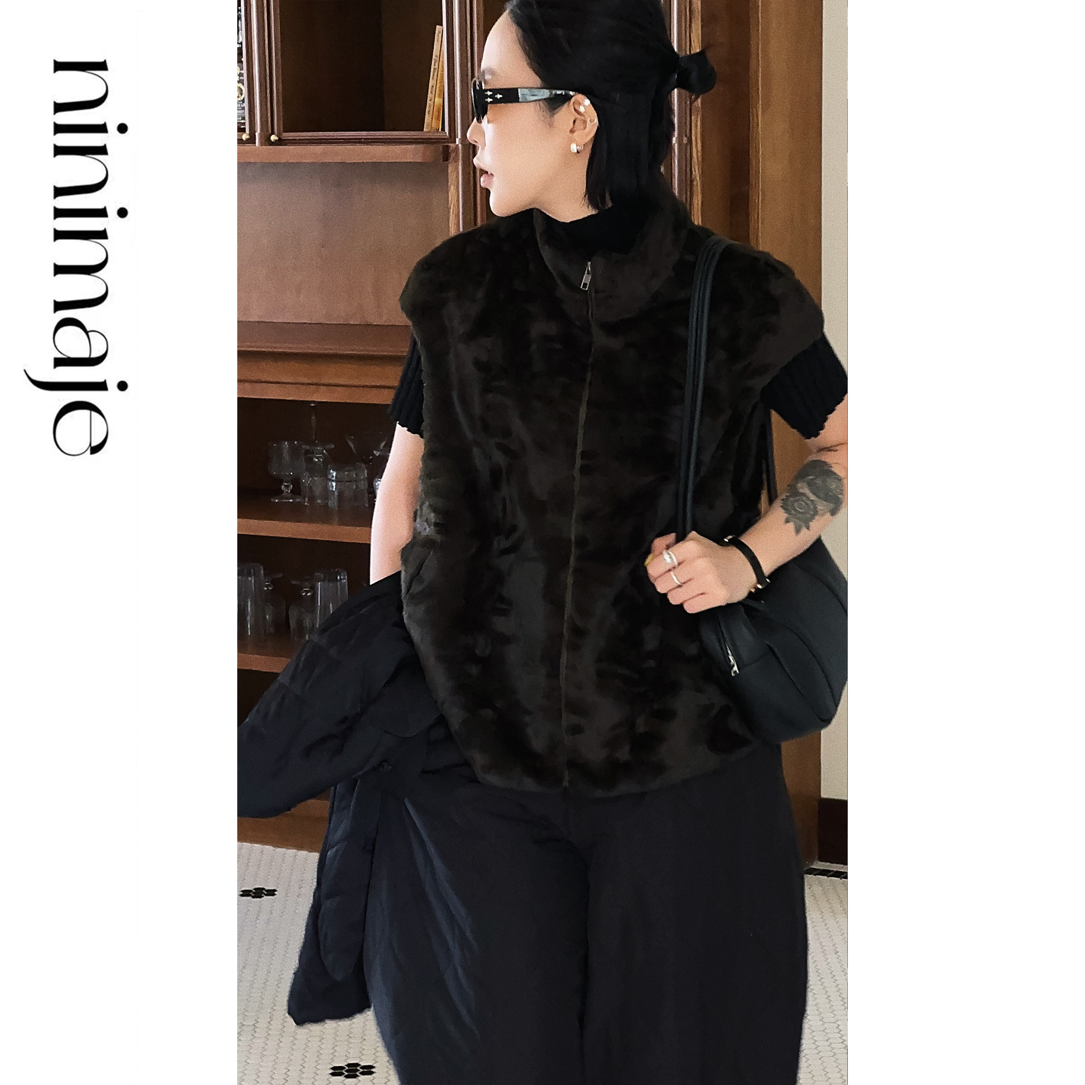 南北贝'毛毛马甲'极简设计款厚实坎肩新背心款秋冬百搭好穿上衣