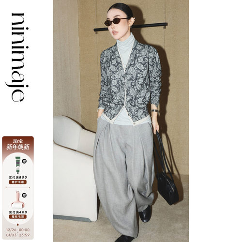 南北贝复古高级感腰果花外套