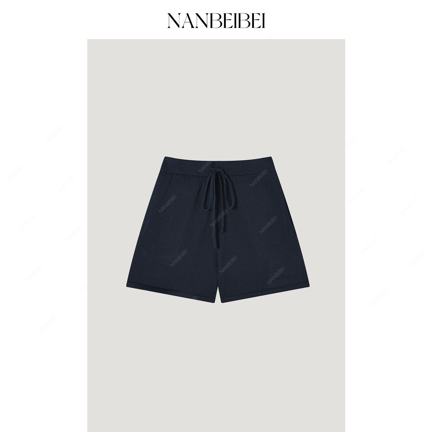 NANBEIBEI南北贝女款夏季宽松休闲简约纯色亲肤透气抽绳短裤