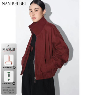 休闲宽松美式 秋款 长袖 复古夹克女休闲安哥拉红外套女 南北贝