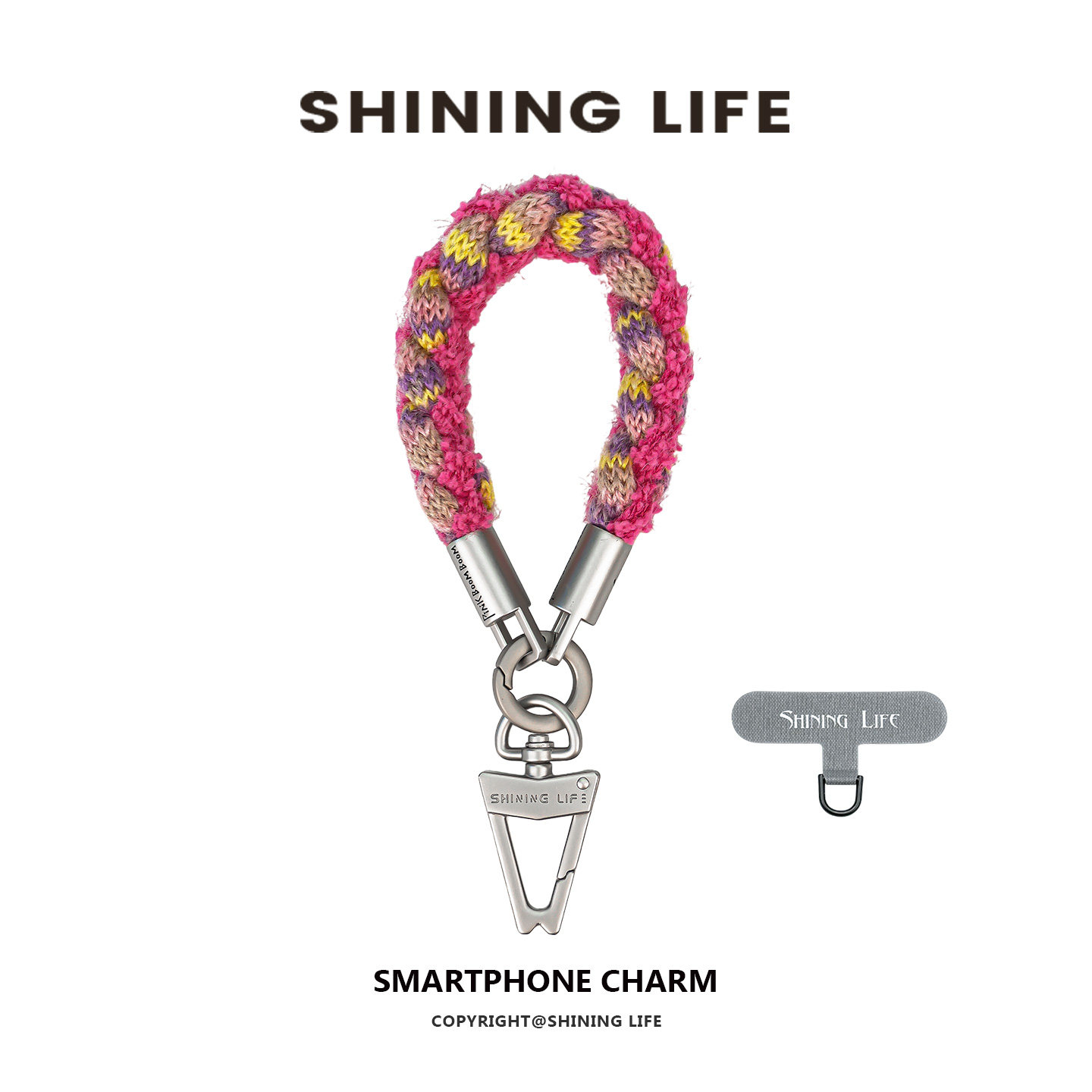 SHINING LIFE品牌原创编织手机挂绳超短mini毛绒钥匙扣手腕式防丢防摔金属扣手机链轻奢高级感男女款日韩挂饰