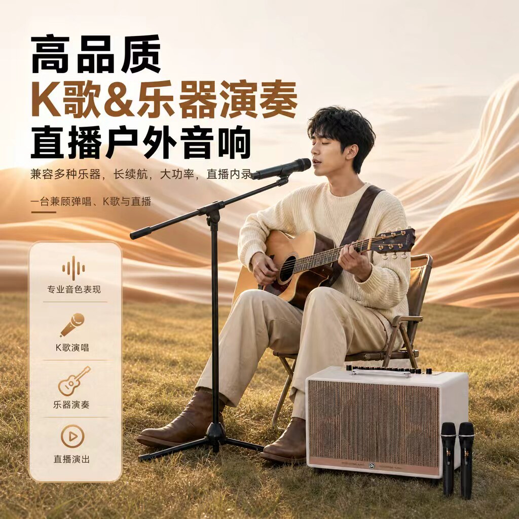 巨蛙S920户外多功能乐器音响便携音箱250W大功率直播内录无线话筒