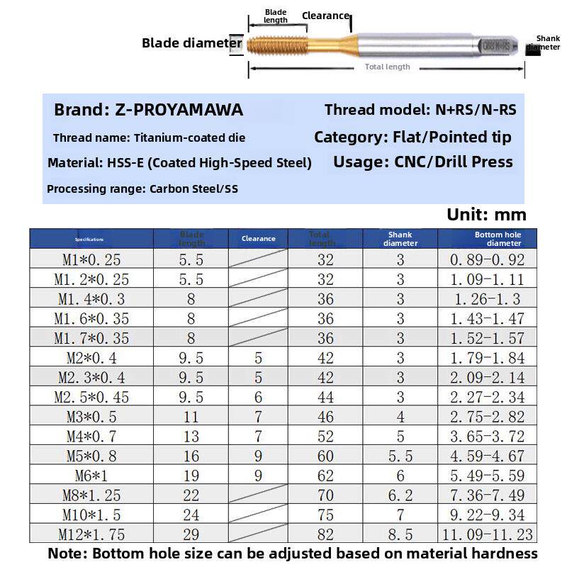 Z-Pro Yamawa进口无屑镀钛挤压攻丝M1.2M1.4M1 Yamawa含钴牙挤压