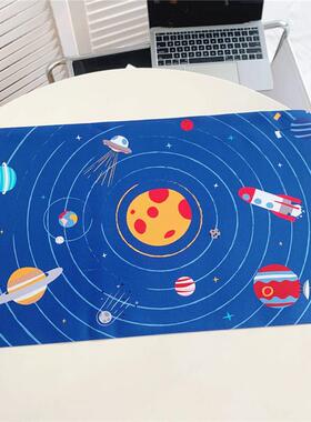 很大一张！卡通蓝色太空桌垫滑鼠垫防滑垫 60*38cm