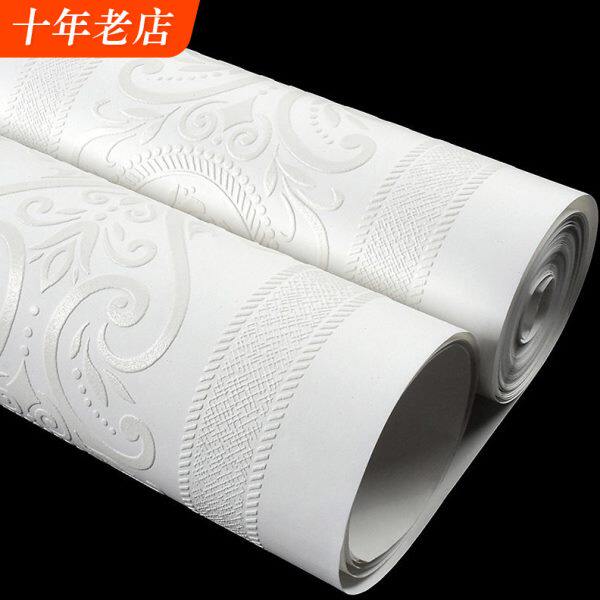 白色仿硅藻泥墙纸竖条纹欧式卧室客厅海吉布墙布无纺布壁纸非自粘