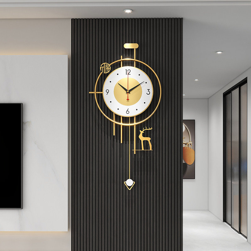 2024新款客厅格栅时钟客厅时钟挂墙卧室静音挂表格栅挂钟家用钟表