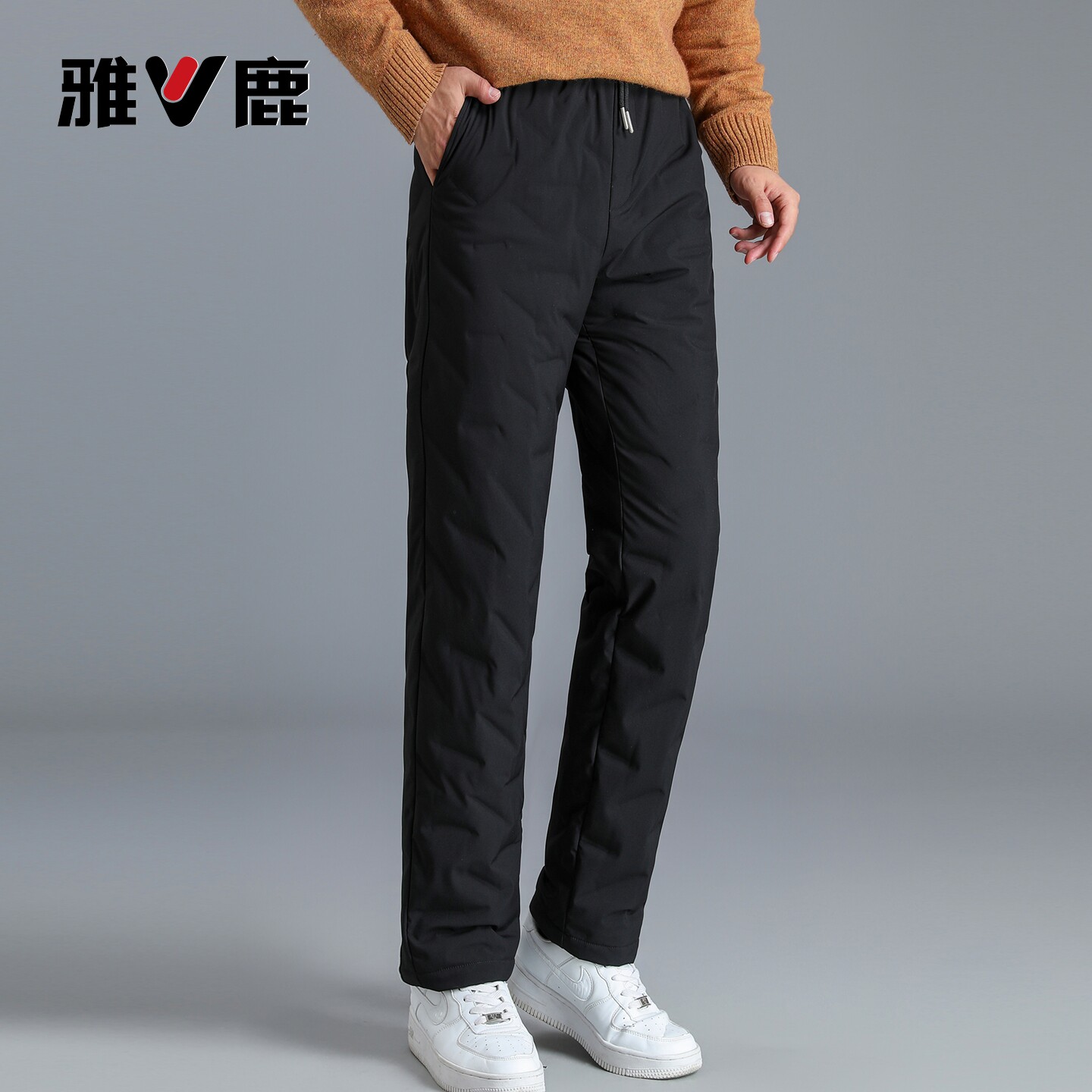 雅鹿外穿羽绒裤男2026冬季新款直筒加厚保暖裤子中年爸爸休闲长裤