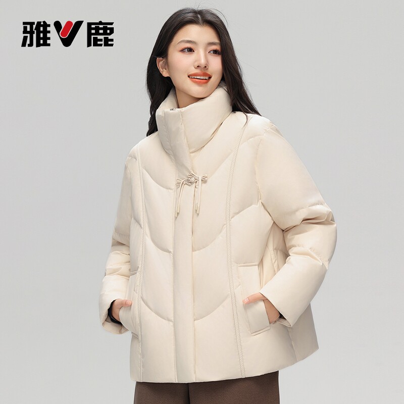 雅鹿短款羽绒服女2026秋冬季新款时尚纯色立领上衣服女士保暖外套