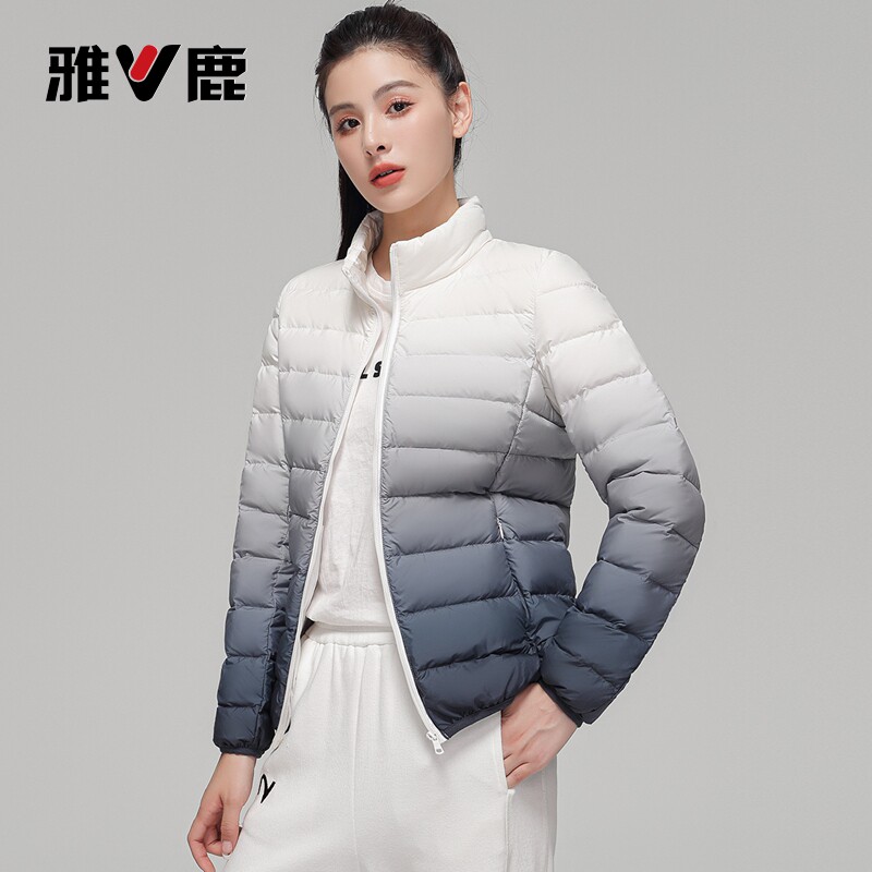 雅鹿轻薄羽绒服女秋冬季修身显瘦短款冬装立领鸭绒轻便女士外套潮