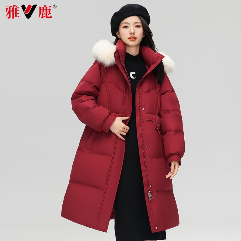 雅鹿长款羽绒服女2026冬季新款大毛领连帽过膝冬装上衣服保暖外套