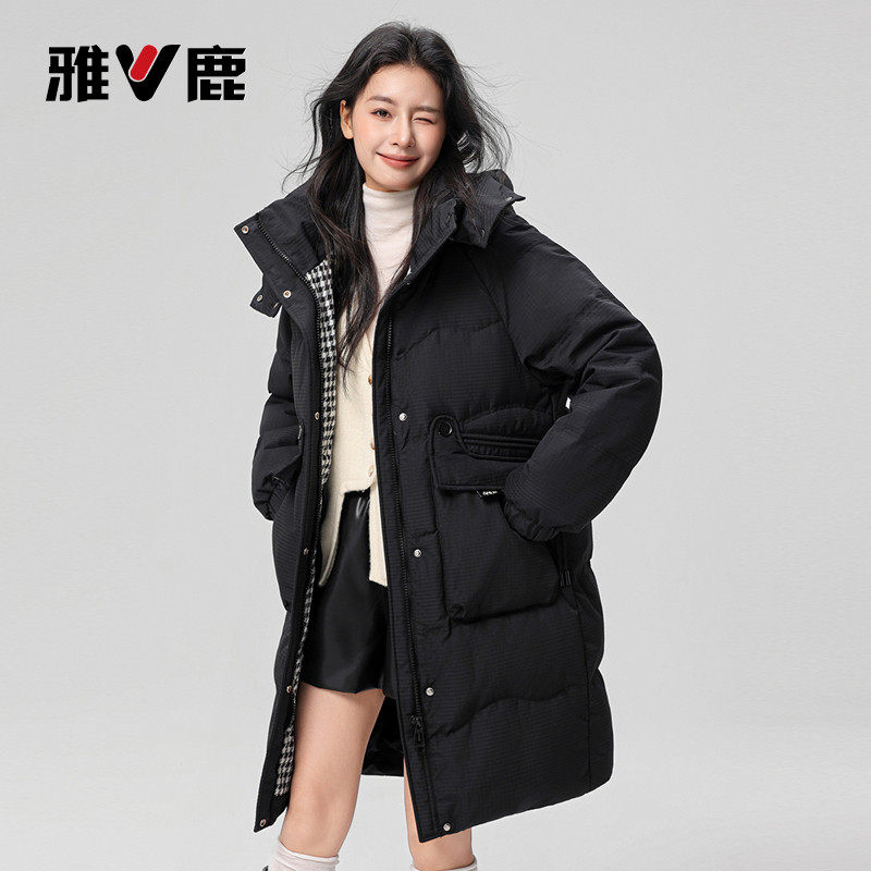 雅鹿中长款加厚保暖羽绒服女时尚