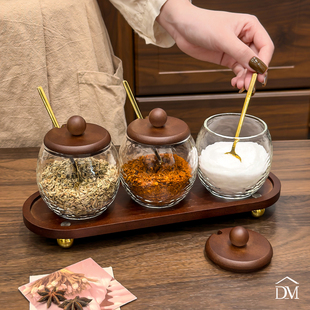 黛慕调料罐家用厨房高端新款盐罐组合多功能调味罐玻璃分装小罐子