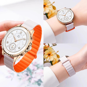 适用于荣耀亲选ROSSINI2e表带新款磁吸硅胶腕带Haylou Watch/活力版智能手表链女款小金表夏撞色替换带配件