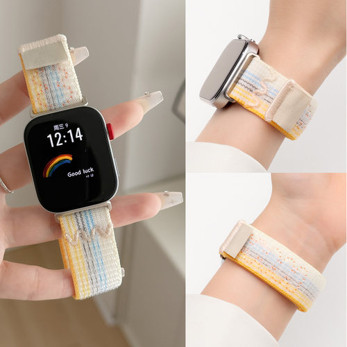 适用于华为fit4手表带watch FIT3手表尼龙编织腕带WATCH4pro魔术贴弹力fit2替换带夏季男女运动高级专用配件