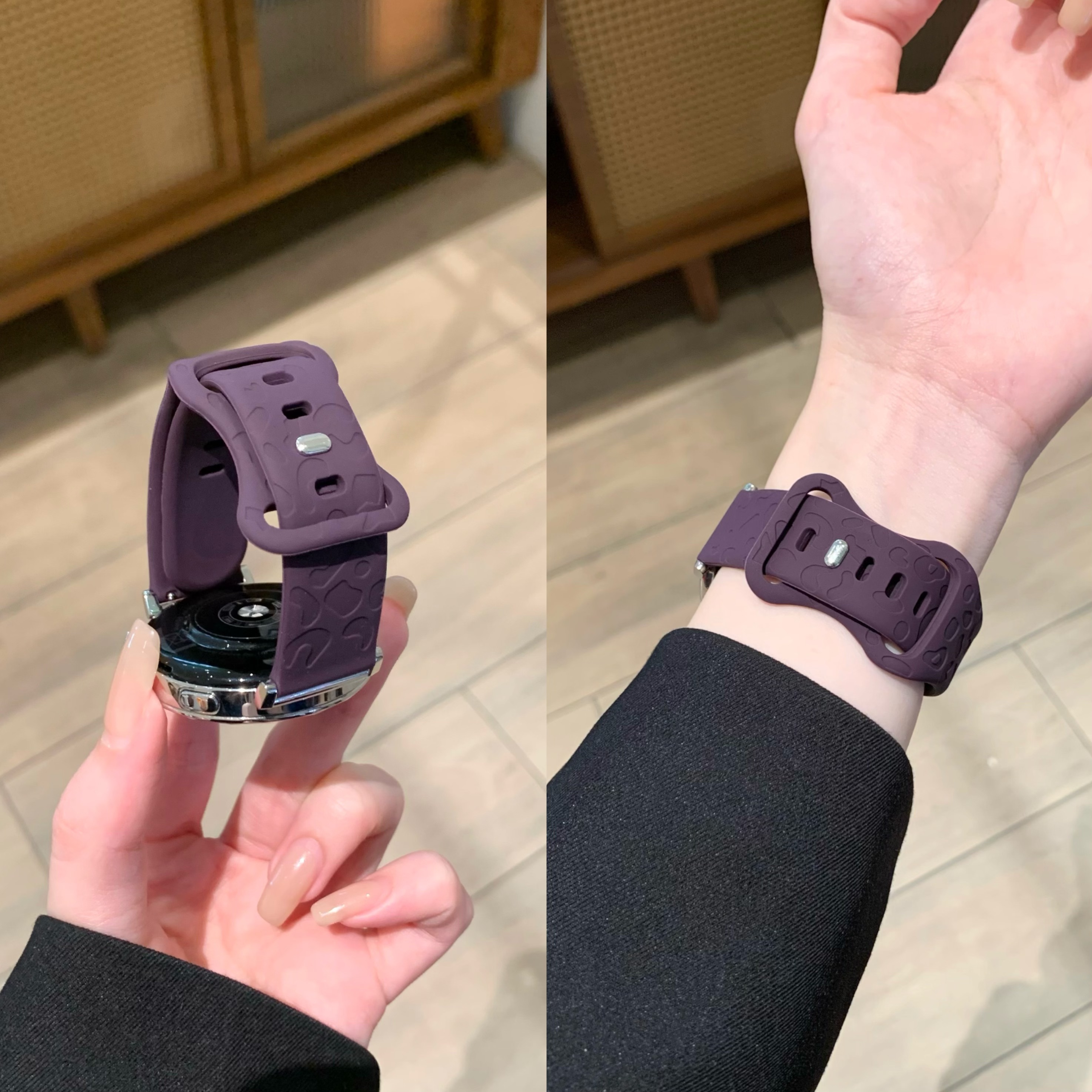 适用于华为GT6手表带watch5硅胶gt5pro猫爪纹腕带新款GT6Pro智能运动手表watch4GT3Pro男女高级替换带夏表链