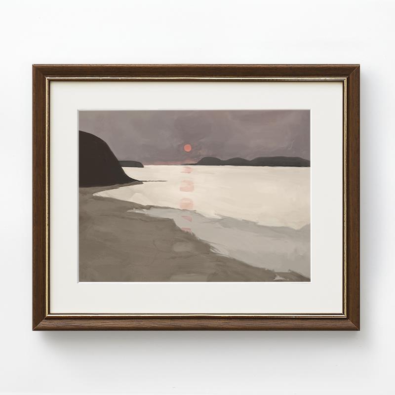 加安加丽山海风景色块装饰画客厅卧室玄关背景墙挂画北欧简约壁画图片