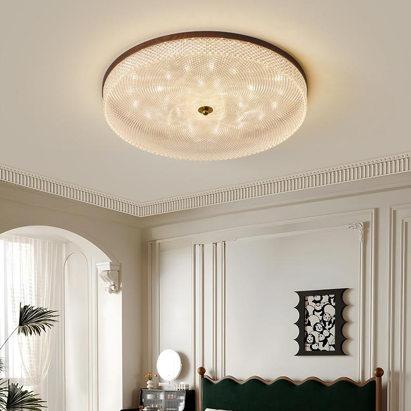 全光谱轻奢水晶主卧室灯新中式实木吸顶灯日式复古护眼灯简约现代