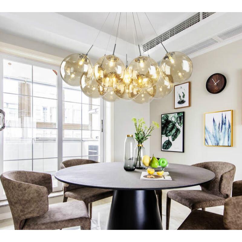 北欧后现代简约玻璃球泡泡灯网红餐厅客厅卧室服装店魔豆分子吊灯