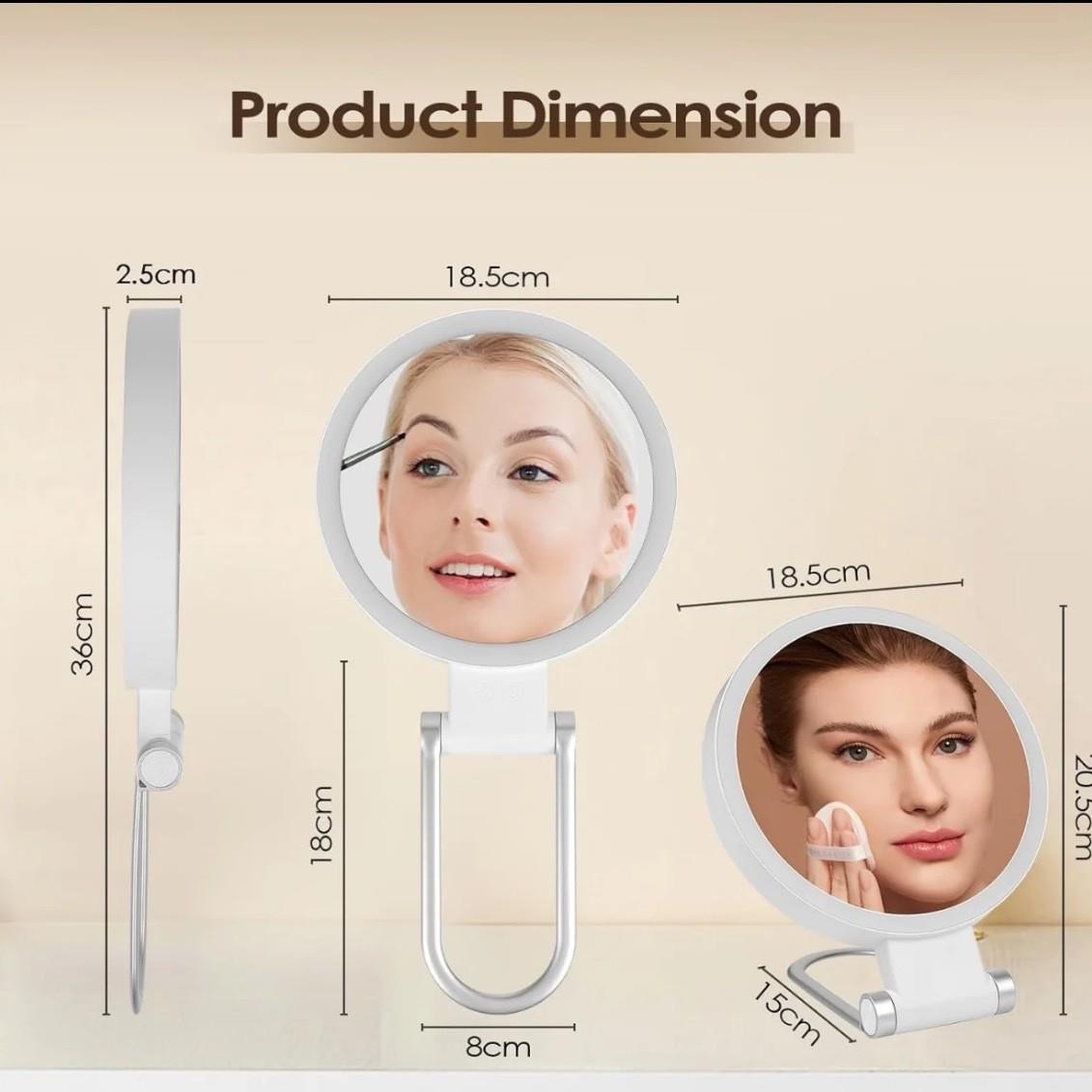 跨境带灯化妆镜led补光双面镜5X10X20X台式壁挂镜女生补妆化妆镜