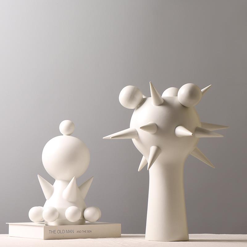 现代简约创意几何体摆件调性轻奢陶瓷装饰售楼部样板房酒店博物架