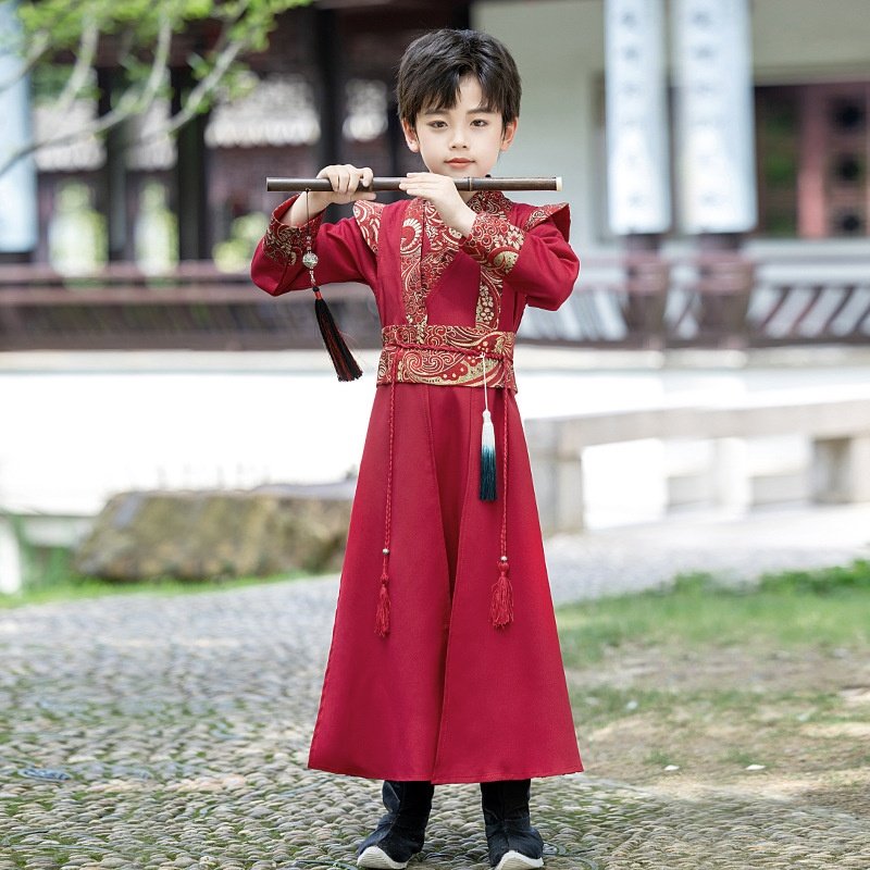男童汉服武侠风儿童古装演出服男孩古风春秋款唐装中秋款开笔礼