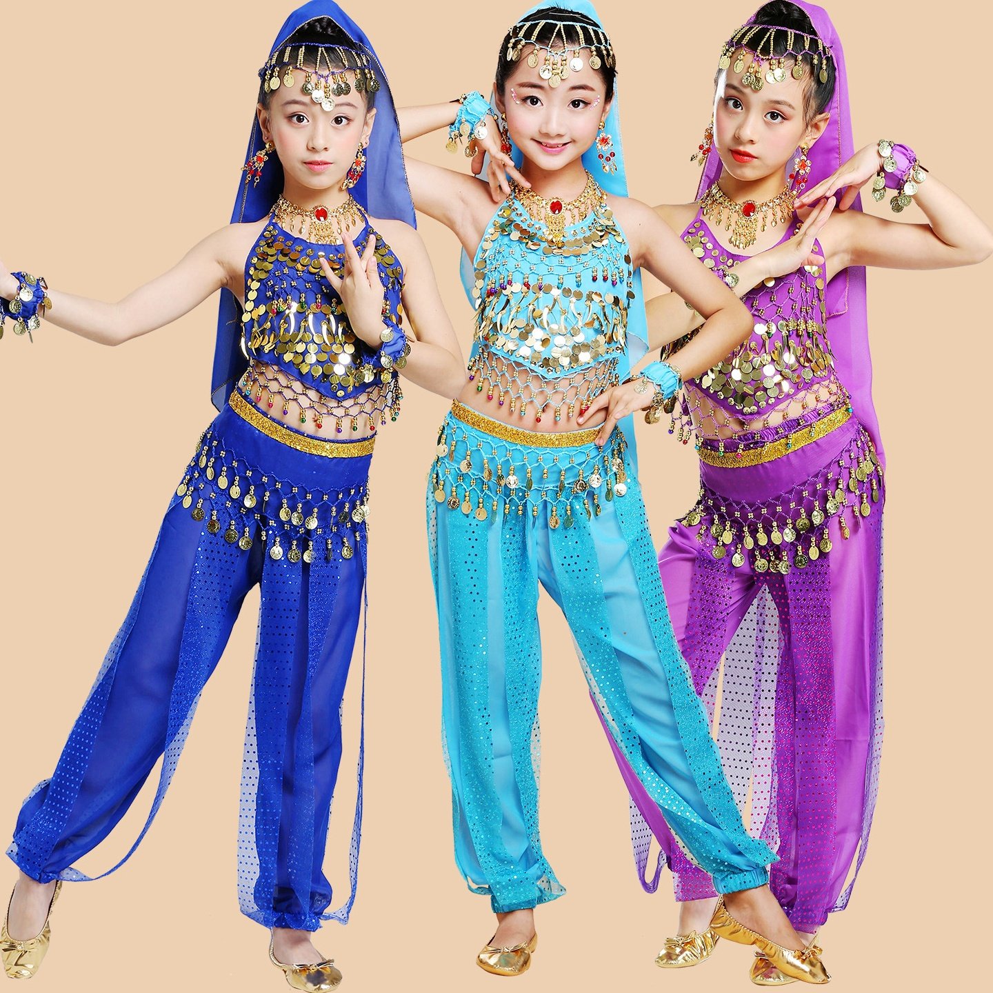 YX儿童印度舞蹈服装演出服少儿新疆舞表演服女童肚皮舞幼儿民族舞