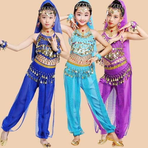 YX儿童印度舞蹈服装演出服少儿新疆舞表演服女童肚皮舞幼儿民族舞