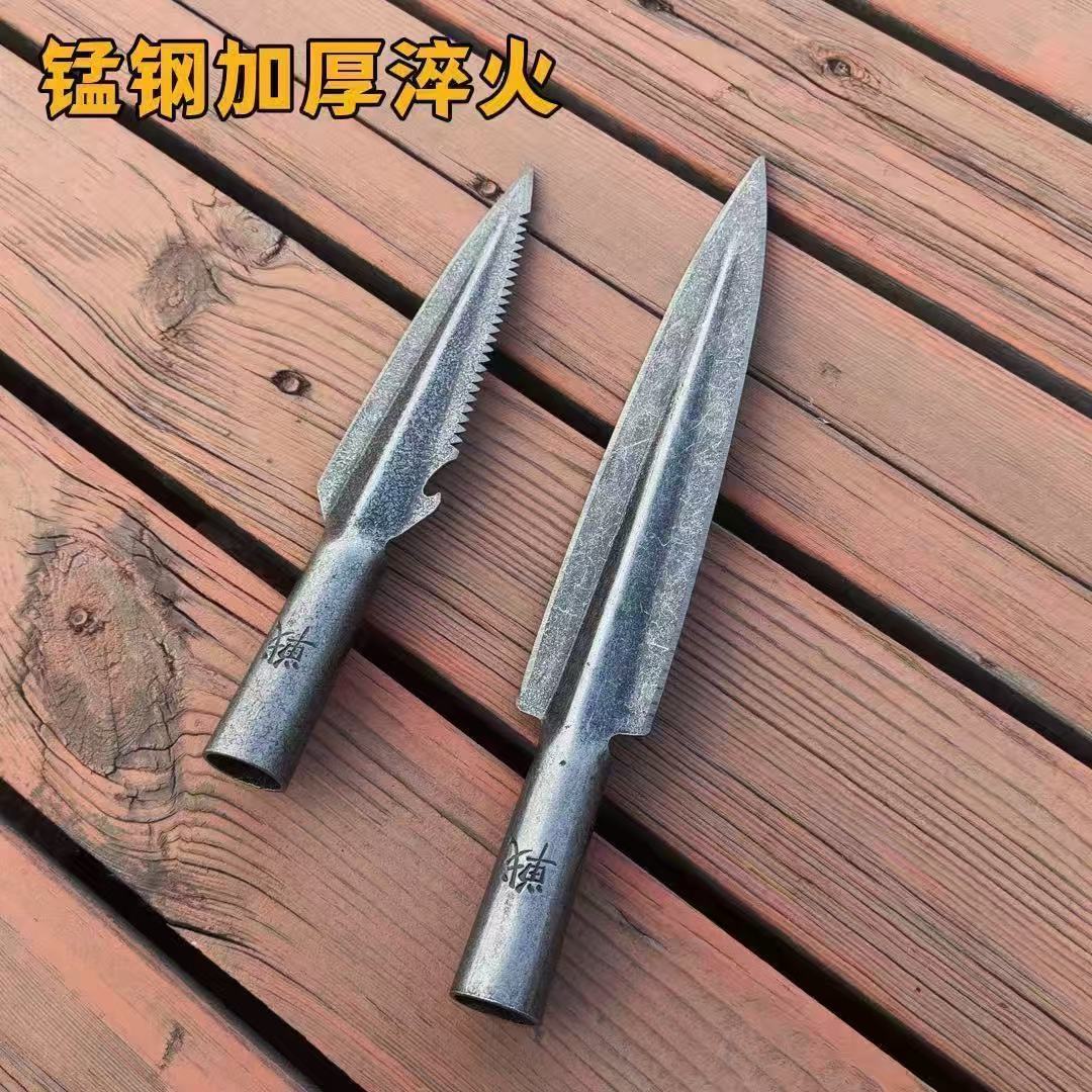 全钢矛头锰钢多功能祖鲁矛红缨枪头超厚猎猪霸王枪武术矛尖头铲子