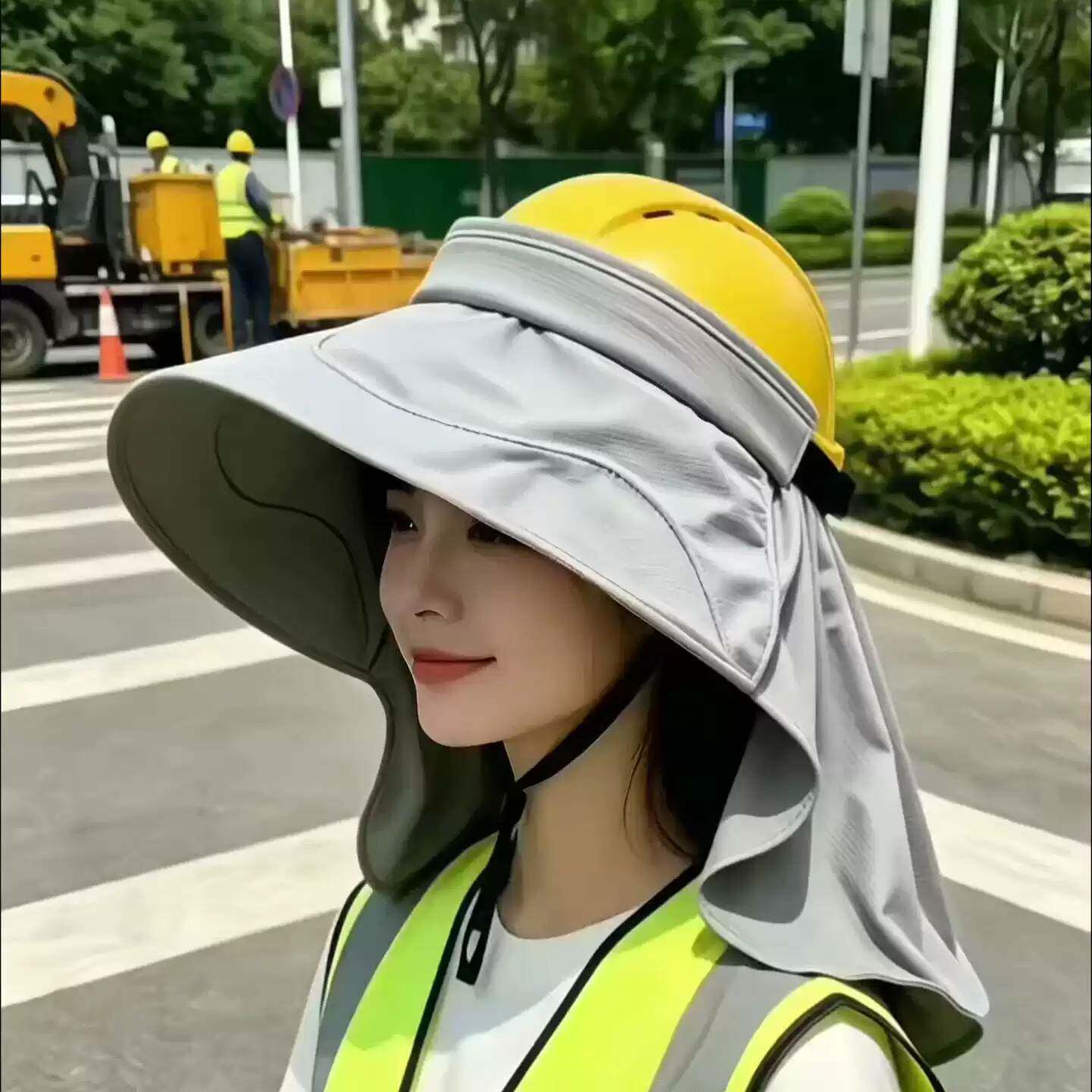 安全帽防晒遮阳罩工地安全帽防晒帽檐夏季男女士抗UV加宽加大