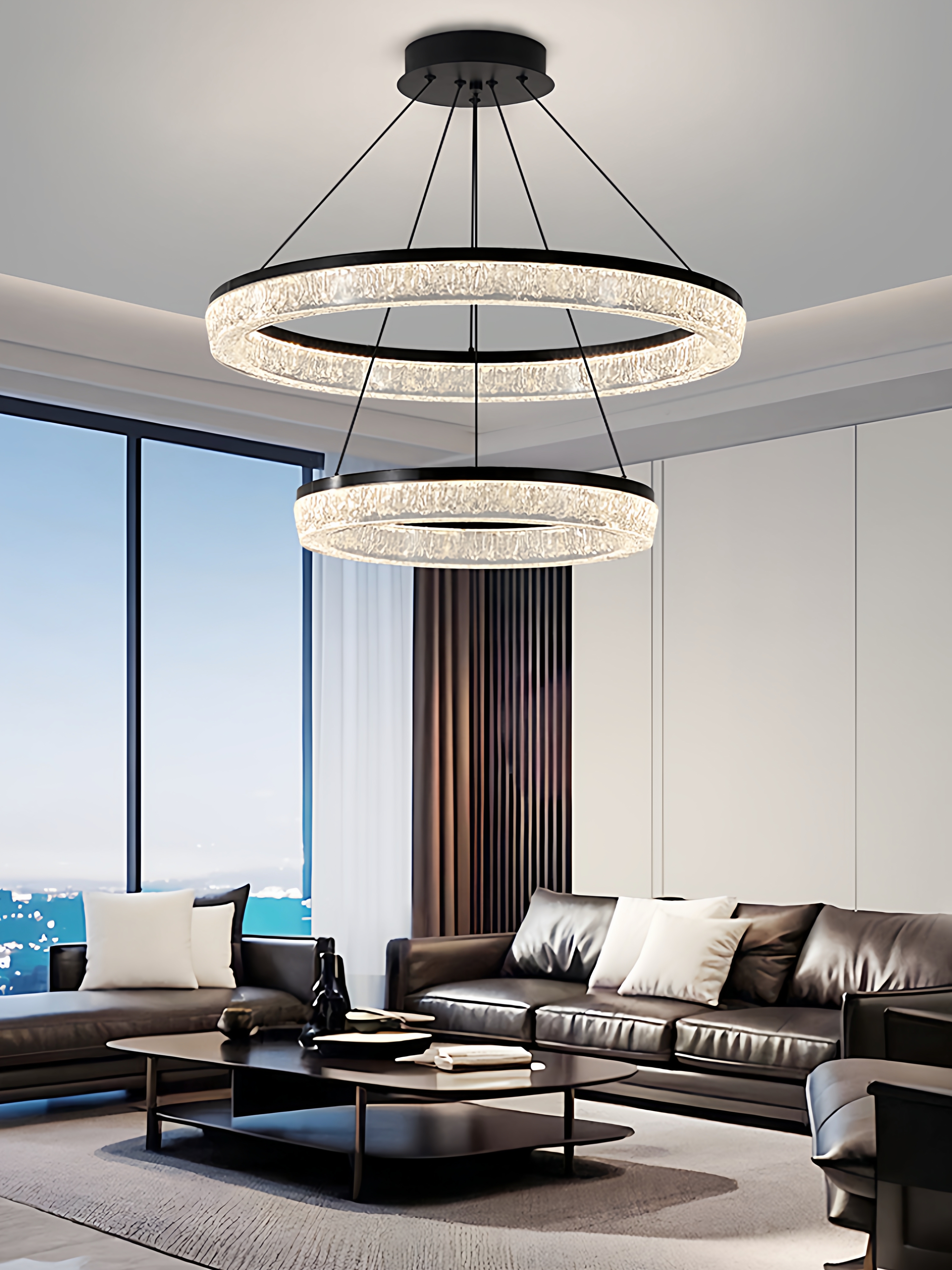 2025新款意式极简高端大气高级感轻奢现代简约圆环客厅灯主灯吊灯