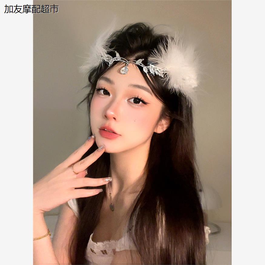 羽毛额饰头饰眉心坠新娘