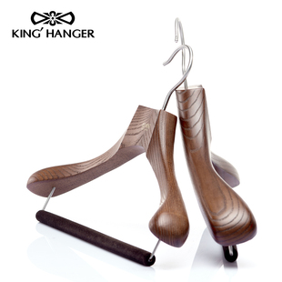 KH高端实木衣架高档衣帽间衣柜木质衣撑西服护型大衣宽肩无痕衣挂