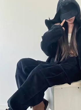 Amor联名款纯色刺绣夹克外套灯芯绒棉服