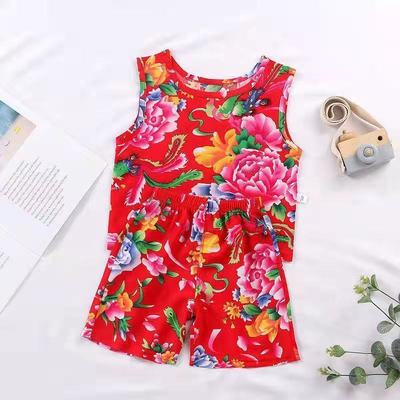 夏季儿童家居服东北大花国风潮服