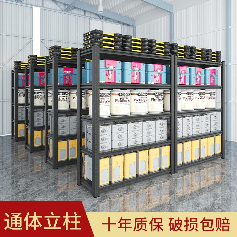 家用货架置物架加厚地下室仓库储物铁架子阳台多层落地黑色展示架