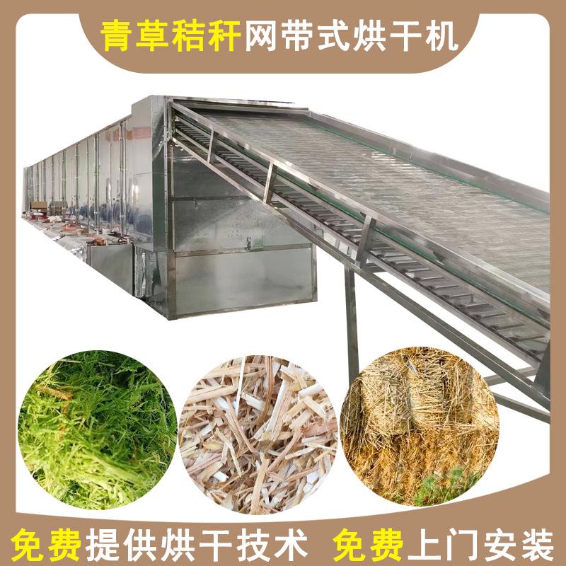 燕麦草烘干机大型连续式燕麦草烘干设备青草饲料网带式烘干机