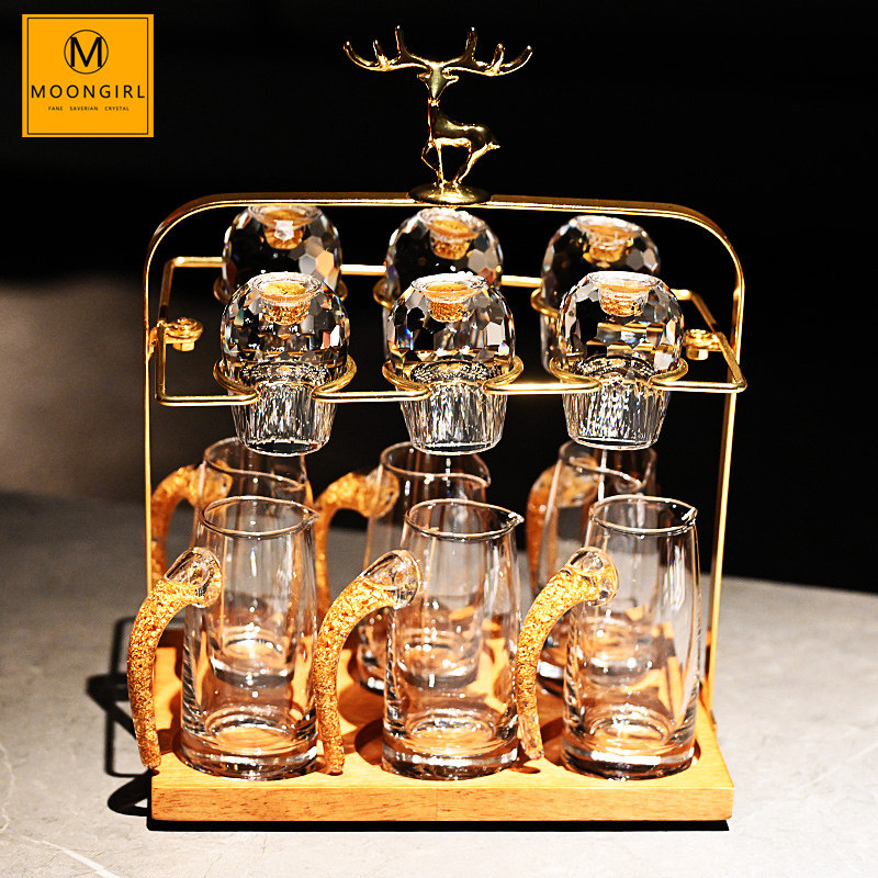 MG轻奢水晶玻璃一两口白酒杯子分酒器装饰摆件收纳置物架家用套装