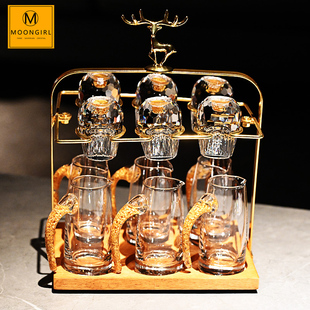 MG轻奢水晶玻璃一两口白酒杯子分酒器装饰摆件收纳置物架家用套装