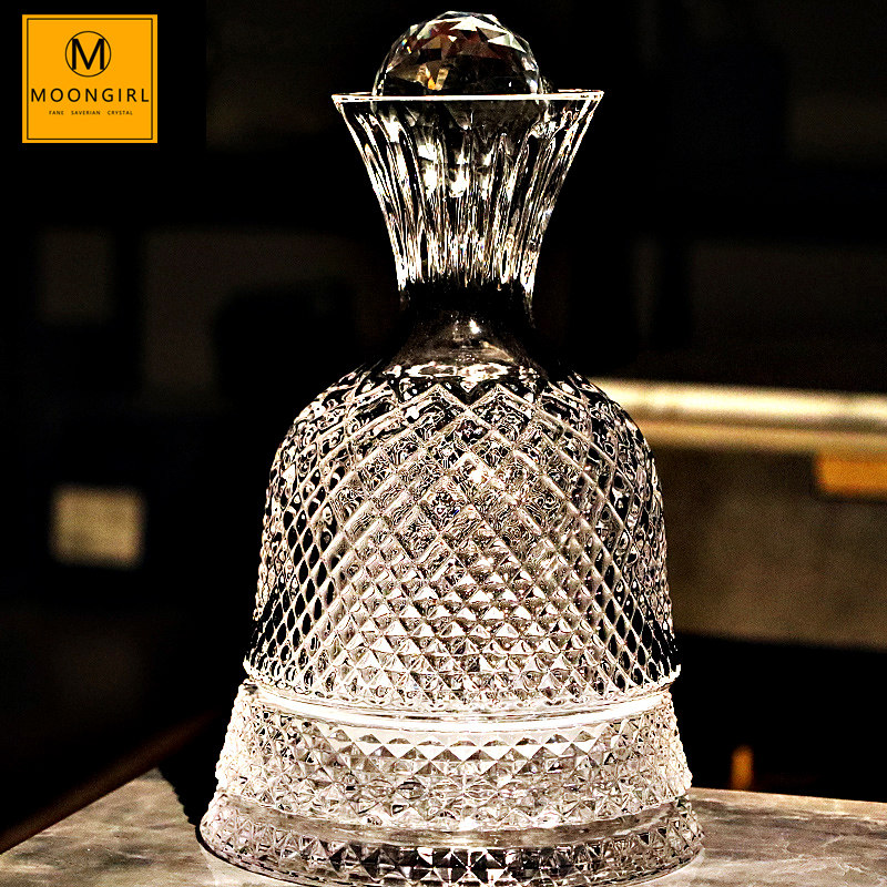 Moongirl高端水晶玻璃分酒红酒醒酒器葡萄酒具带盖旋转倒酒壶酒樽