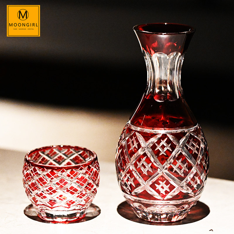 Moongirl日本式切子玻璃白酒杯清酒杯分酒器烈酒杯子一壶一杯套装