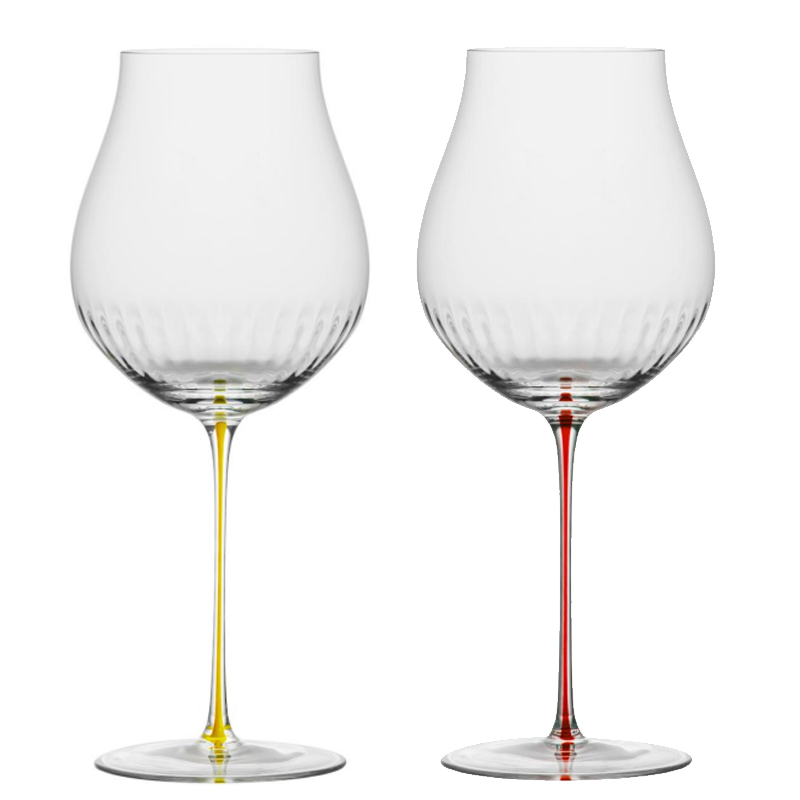 Moongril手工彩色杆轻奢水晶玻璃高脚红酒杯白葡萄酒杯子家用套装